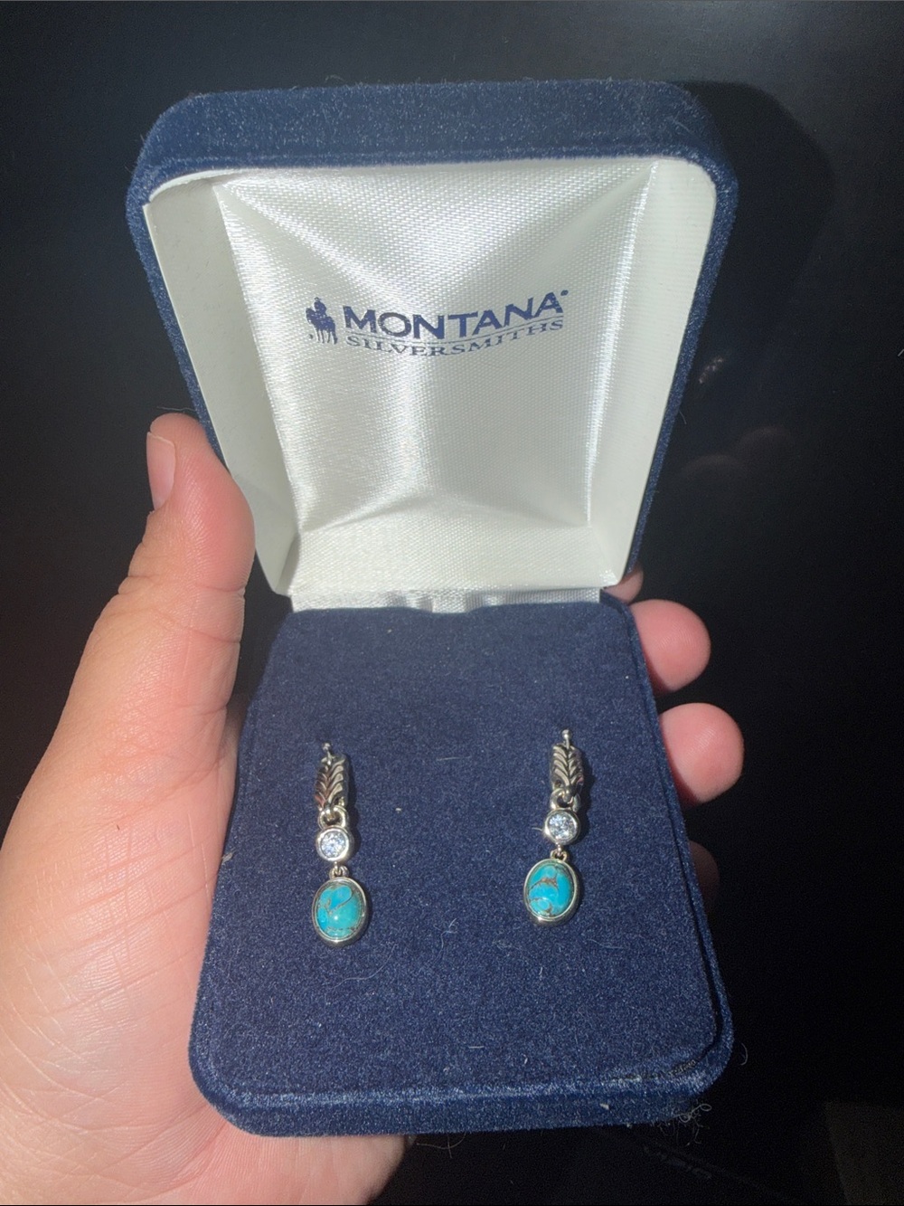 Montana Silversmiths Turquoise and Silver Feather Drop Earrings
